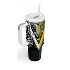 Aotearoa Australia Rugby Custom Tumbler With Handle Maori and Aboriginal Art Sporty Style - Aussie Hoodie