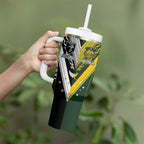 Aotearoa Australia Rugby Custom Tumbler With Handle Maori and Aboriginal Art Sporty Style - Aussie Hoodie