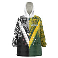 Aotearoa Australia Rugby Custom Wearable Blanket Hoodie Maori and Aboriginal Art Sporty Style - Aussie Hoodie