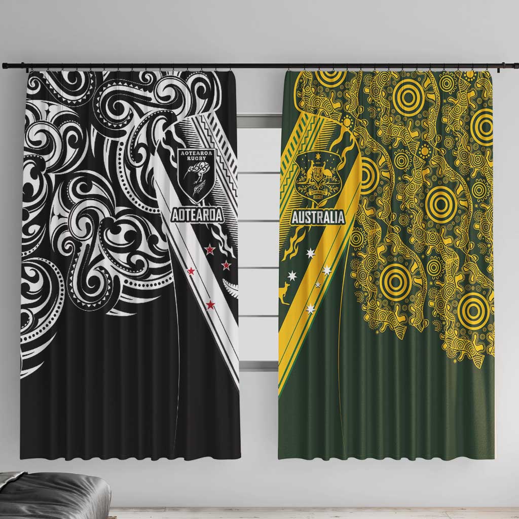Aotearoa Australia Rugby Window Curtain Maori and Aboriginal Art Sporty Style - Aussie Hoodie