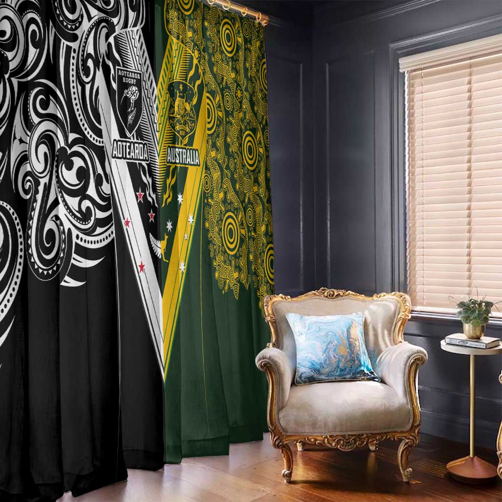 Aotearoa Australia Rugby Window Curtain Maori and Aboriginal Art Sporty Style - Aussie Hoodie