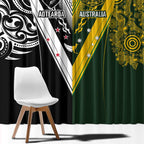 Aotearoa Australia Rugby Window Curtain Maori and Aboriginal Art Sporty Style - Aussie Hoodie