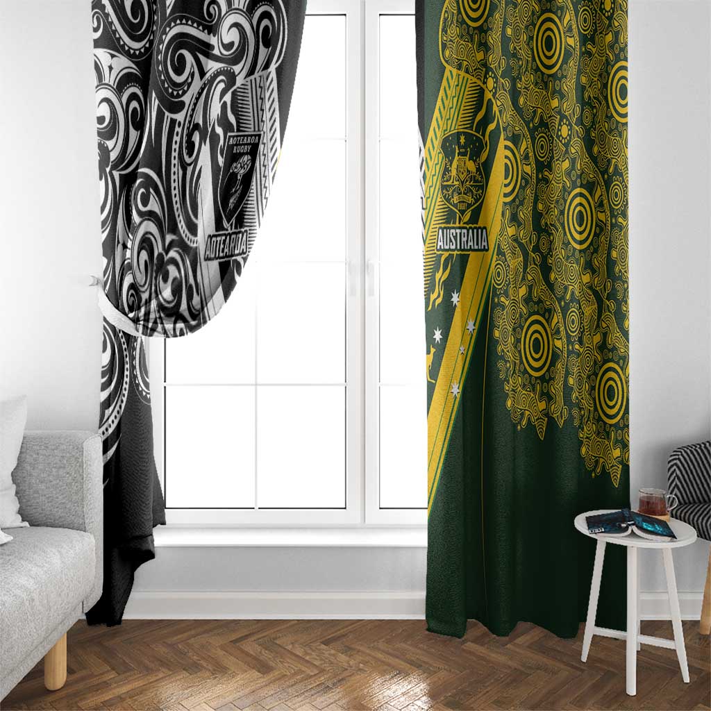 Aotearoa Australia Rugby Window Curtain Maori and Aboriginal Art Sporty Style - Aussie Hoodie