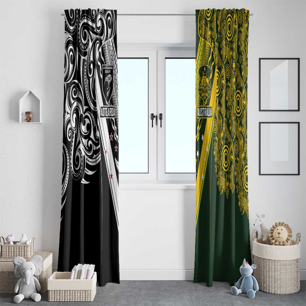 Aotearoa Australia Rugby Window Curtain Maori and Aboriginal Art Sporty Style - Aussie Hoodie
