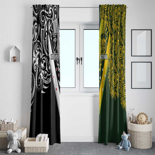 Aotearoa Australia Rugby Window Curtain Maori and Aboriginal Art Sporty Style - Aussie Hoodie