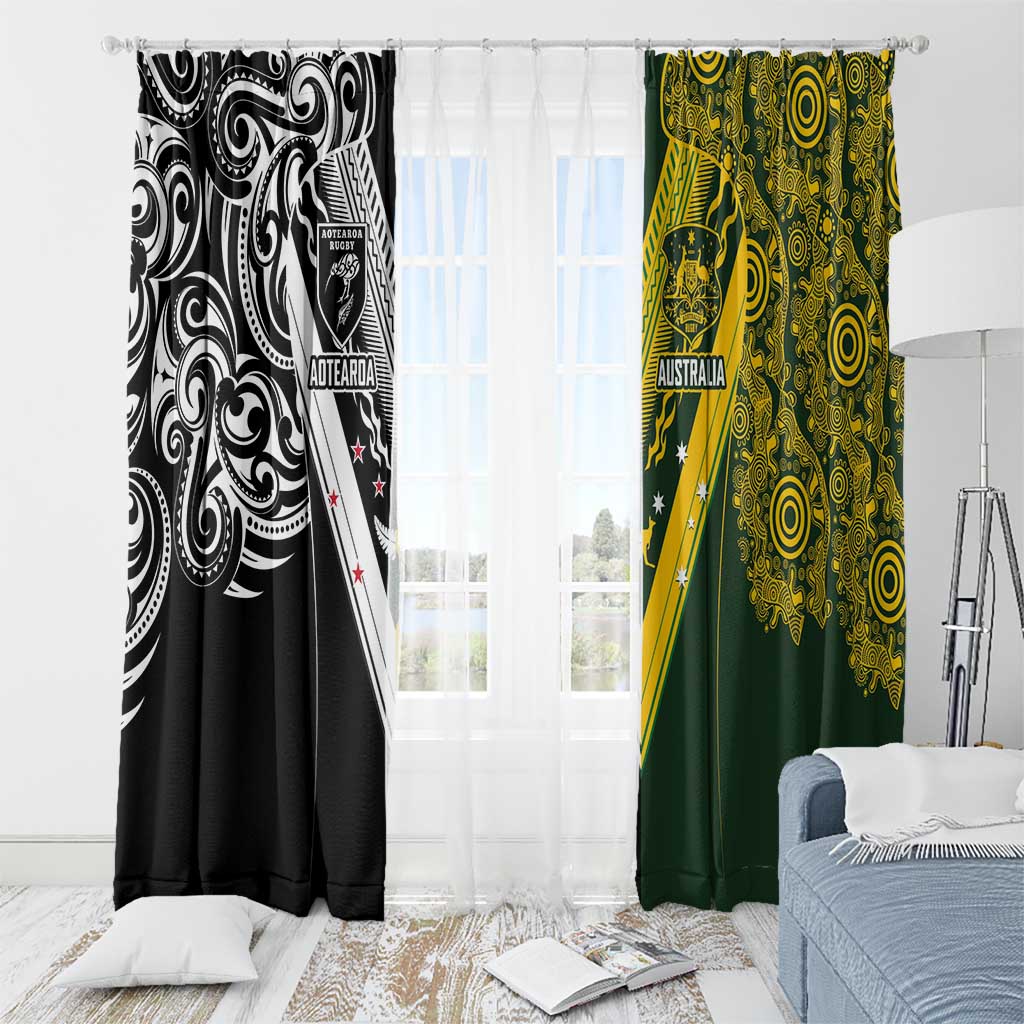 Aotearoa Australia Rugby Window Curtain Maori and Aboriginal Art Sporty Style - Aussie Hoodie