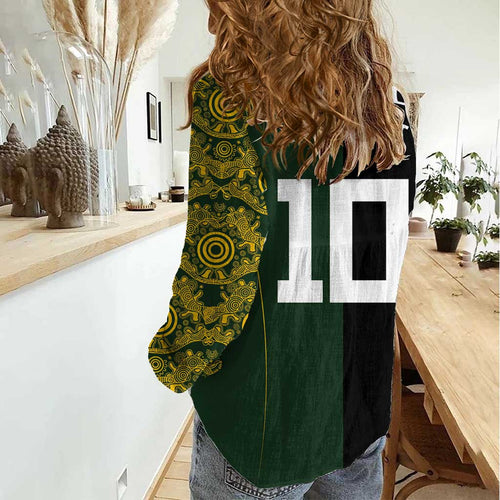 Aotearoa Australia Rugby Custom Women Casual Shirt Maori and Aboriginal Art Sporty Style - Aussie Hoodie