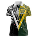 Aotearoa Australia Rugby Custom Women Polo Shirt Maori and Aboriginal Art Sporty Style - Aussie Hoodie