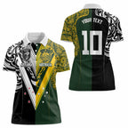 Aotearoa Australia Rugby Custom Women Polo Shirt Maori and Aboriginal Art Sporty Style - Aussie Hoodie