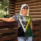 Aotearoa Australia Rugby Custom Women Polo Shirt Maori and Aboriginal Art Sporty Style - Aussie Hoodie