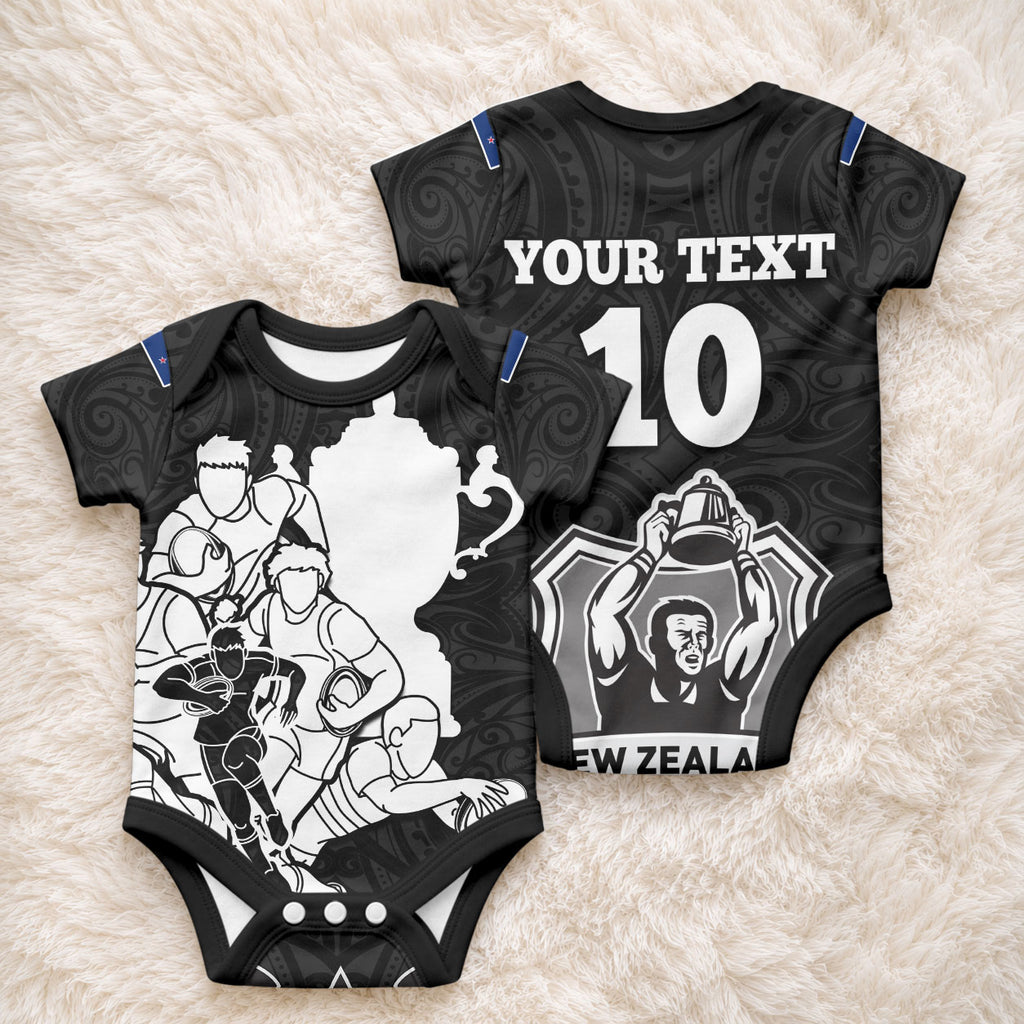 Custom New Zealand World Cup 2023 Baby Onesie Go Champion NZ Rugby Forever Maori All Black