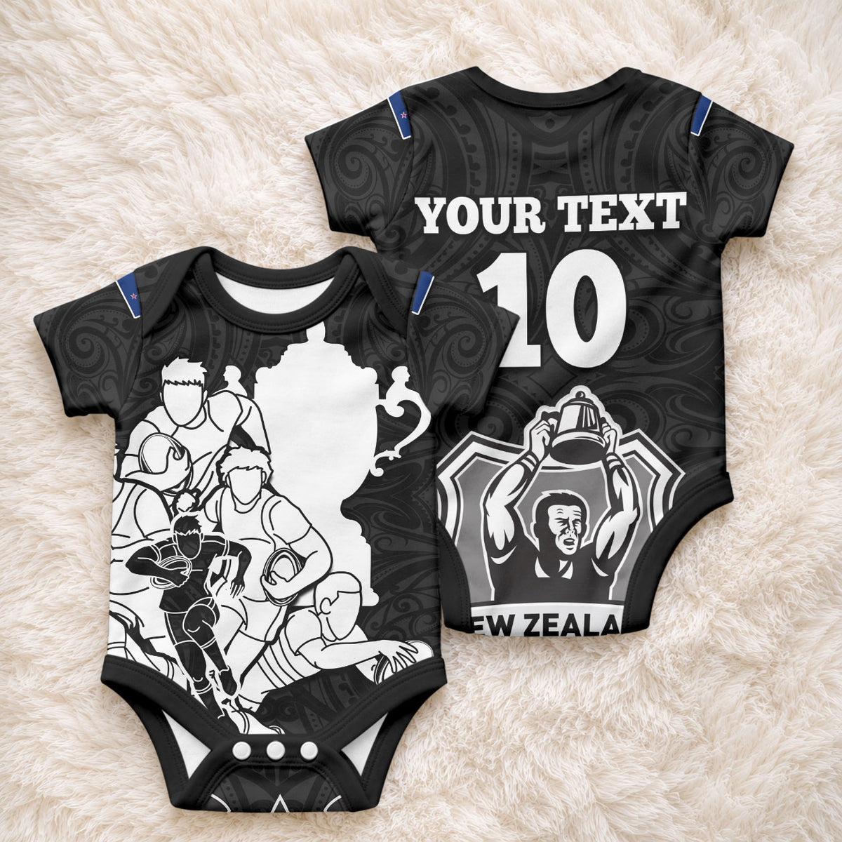 Custom New Zealand World Cup 2023 Baby Onesie Go Champion NZ Rugby Forever Maori All Black
