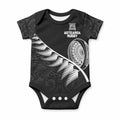 Custom New Zealand World Cup 2023 Baby Onesie Aotearoa Champion Rugby with Silver Fern Maori Ethnic Pattern