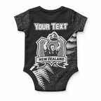 Custom New Zealand World Cup 2023 Baby Onesie Aotearoa Champion Rugby with Silver Fern Maori Ethnic Pattern