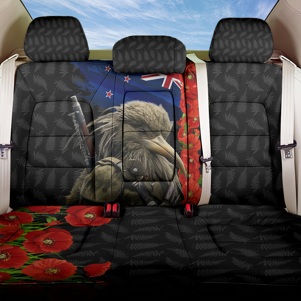 New Zealand Kiwi Soldier ANZAC Back Car Seat Cover Red Poppy Flower and Silver Fern Pattern