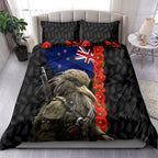 New Zealand Kiwi Soldier ANZAC Bedding Set Red Poppy Flower and Silver Fern Pattern