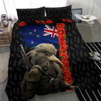 New Zealand Kiwi Soldier ANZAC Bedding Set Red Poppy Flower and Silver Fern Pattern