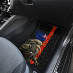 New Zealand Kiwi Soldier ANZAC Car Mats Red Poppy Flower and Silver Fern Pattern