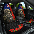 New Zealand Kiwi Soldier ANZAC Car Seat Cover Red Poppy Flower and Silver Fern Pattern