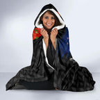 New Zealand Kiwi Soldier ANZAC Hooded Blanket Red Poppy Flower and Silver Fern Pattern