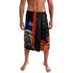 New Zealand Kiwi Soldier ANZAC Lavalava Red Poppy Flower and Silver Fern Pattern