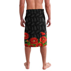 New Zealand Kiwi Soldier ANZAC Lavalava Red Poppy Flower and Silver Fern Pattern