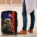 New Zealand Kiwi Soldier ANZAC Luggage Cover Red Poppy Flower and Silver Fern Pattern
