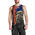 New Zealand Kiwi Soldier ANZAC Men Tank Top Red Poppy Flower and Silver Fern Pattern