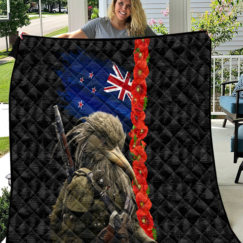 New Zealand Kiwi Soldier ANZAC Quilt Red Poppy Flower and Silver Fern Pattern