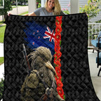 New Zealand Kiwi Soldier ANZAC Quilt Red Poppy Flower and Silver Fern Pattern