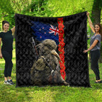 New Zealand Kiwi Soldier ANZAC Quilt Red Poppy Flower and Silver Fern Pattern
