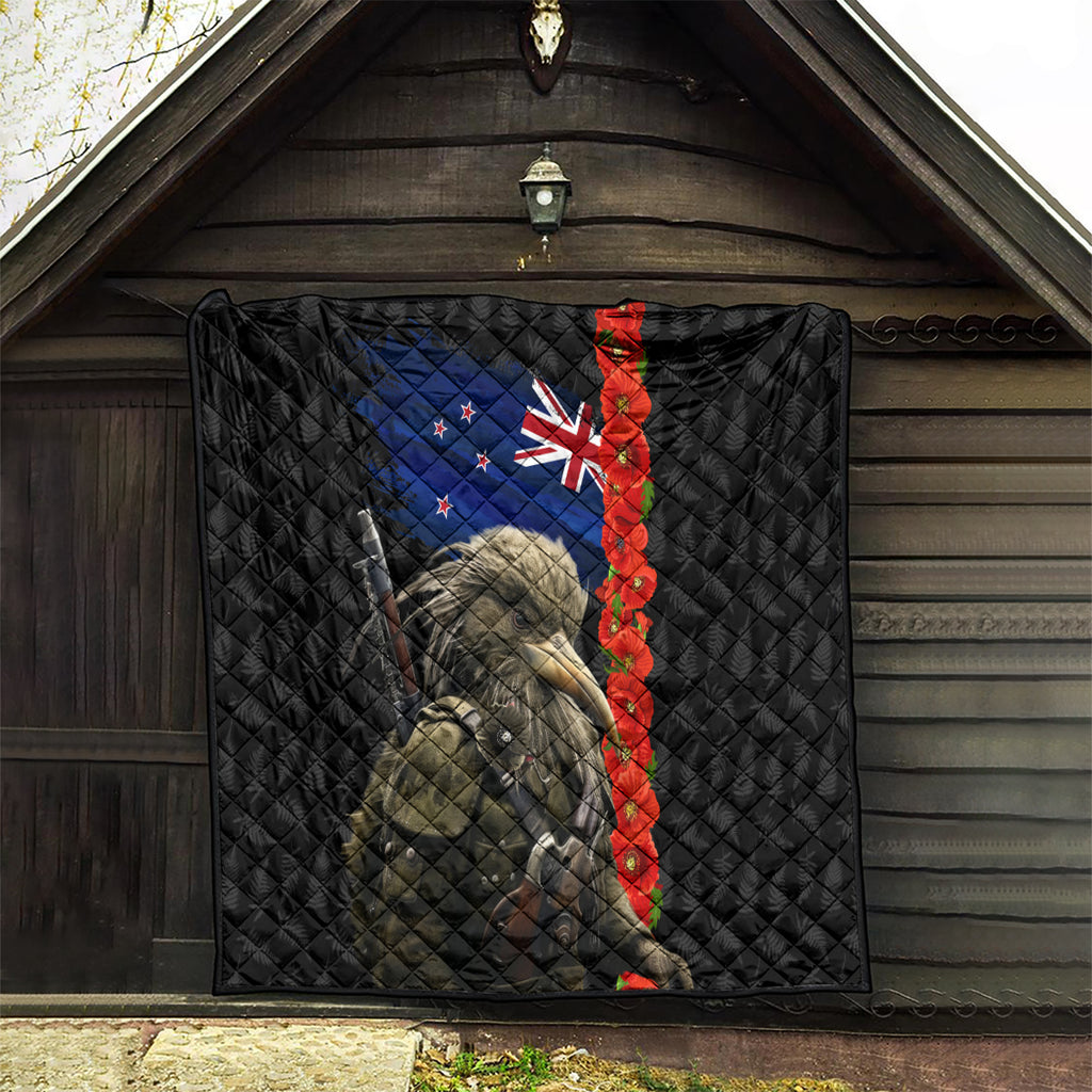 New Zealand Kiwi Soldier ANZAC Quilt Red Poppy Flower and Silver Fern Pattern