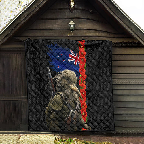 New Zealand Kiwi Soldier ANZAC Quilt Red Poppy Flower and Silver Fern Pattern