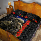 New Zealand Kiwi Soldier ANZAC Quilt Bed Set Red Poppy Flower and Silver Fern Pattern