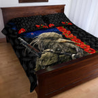 New Zealand Kiwi Soldier ANZAC Quilt Bed Set Red Poppy Flower and Silver Fern Pattern