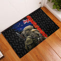 New Zealand Kiwi Soldier ANZAC Rubber Doormat Red Poppy Flower and Silver Fern Pattern