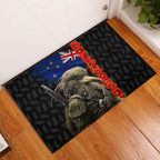 New Zealand Kiwi Soldier ANZAC Rubber Doormat Red Poppy Flower and Silver Fern Pattern
