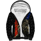 New Zealand Kiwi Soldier ANZAC Sherpa Hoodie Red Poppy Flower and Silver Fern Pattern