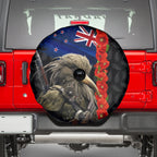 New Zealand Kiwi Soldier ANZAC Spare Tire Cover Red Poppy Flower and Silver Fern Pattern
