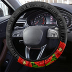 New Zealand Kiwi Soldier ANZAC Steering Wheel Cover Red Poppy Flower and Silver Fern Pattern