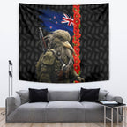 New Zealand Kiwi Soldier ANZAC Tapestry Red Poppy Flower and Silver Fern Pattern