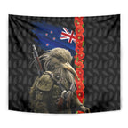 New Zealand Kiwi Soldier ANZAC Tapestry Red Poppy Flower and Silver Fern Pattern