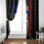 New Zealand Kiwi Soldier ANZAC Window Curtain Red Poppy Flower and Silver Fern Pattern