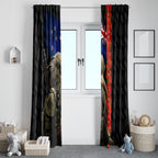New Zealand Kiwi Soldier ANZAC Window Curtain Red Poppy Flower and Silver Fern Pattern