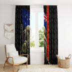 New Zealand Kiwi Soldier ANZAC Window Curtain Red Poppy Flower and Silver Fern Pattern