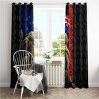 New Zealand Kiwi Soldier ANZAC Window Curtain Red Poppy Flower and Silver Fern Pattern