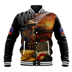 Slouch Hat and Biscuits ANZAC Baseball Jacket with Soldier Silver Fern