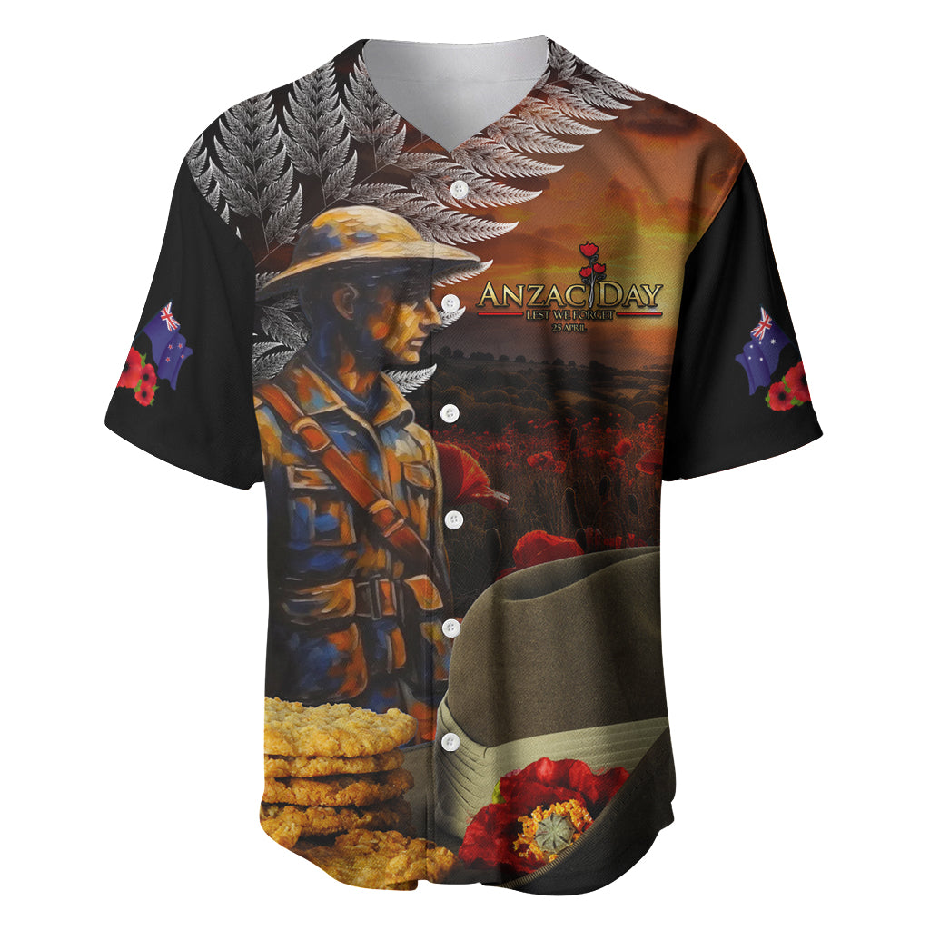Slouch Hat and Biscuits ANZAC Baseball Jersey with Soldier Silver Fern