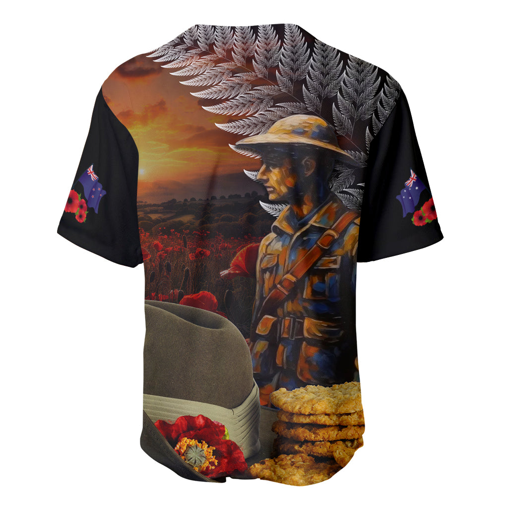 Slouch Hat and Biscuits ANZAC Baseball Jersey with Soldier Silver Fern