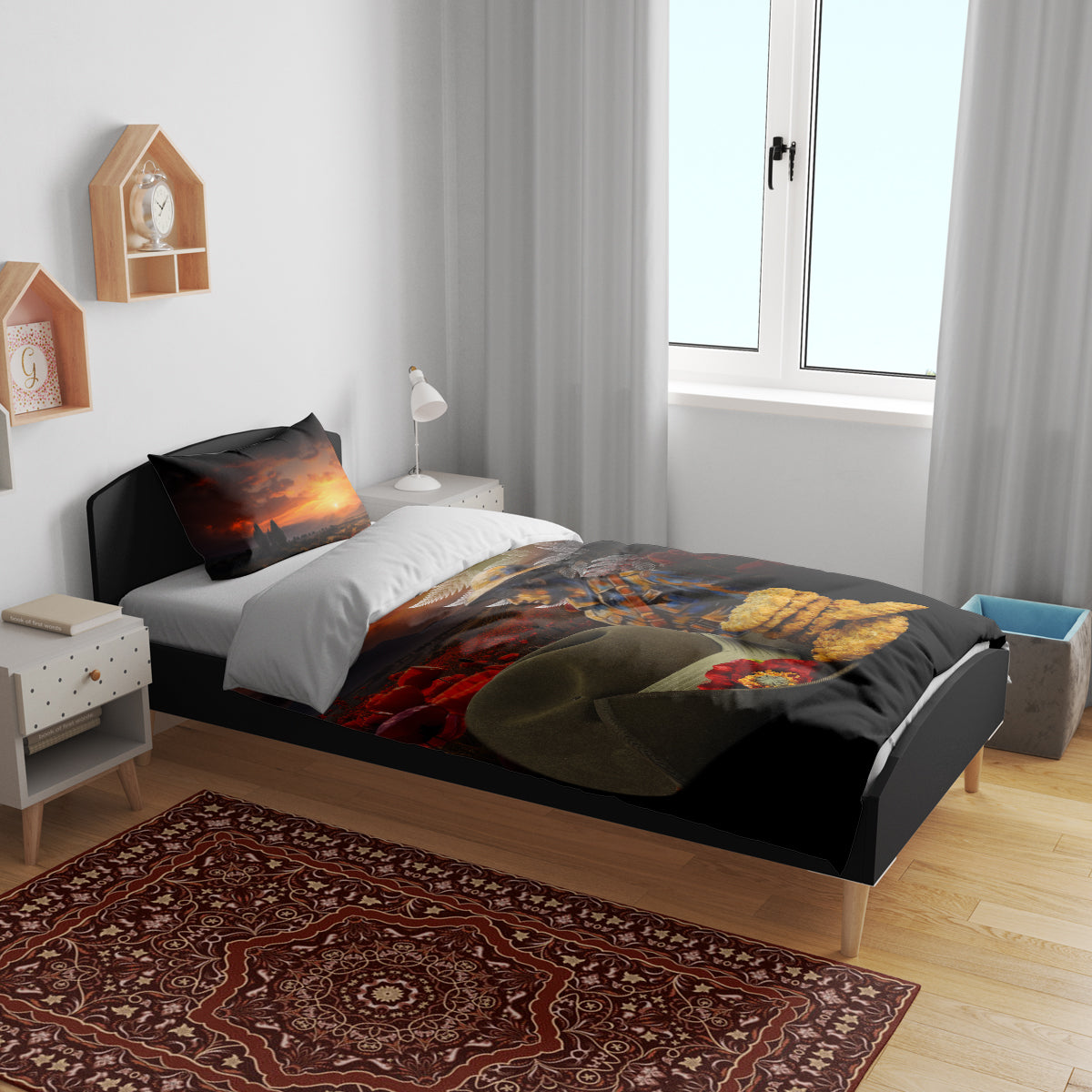 Slouch Hat and Biscuits ANZAC Bedding Set with Soldier Silver Fern